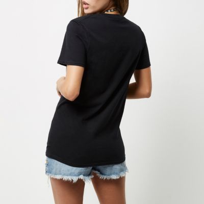 Black spliced loose fit T-shirt